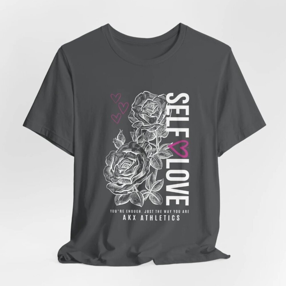 Self-Love Floral Edge: Asphalt Gray Unisex Tee, Active lifestyle, Casual